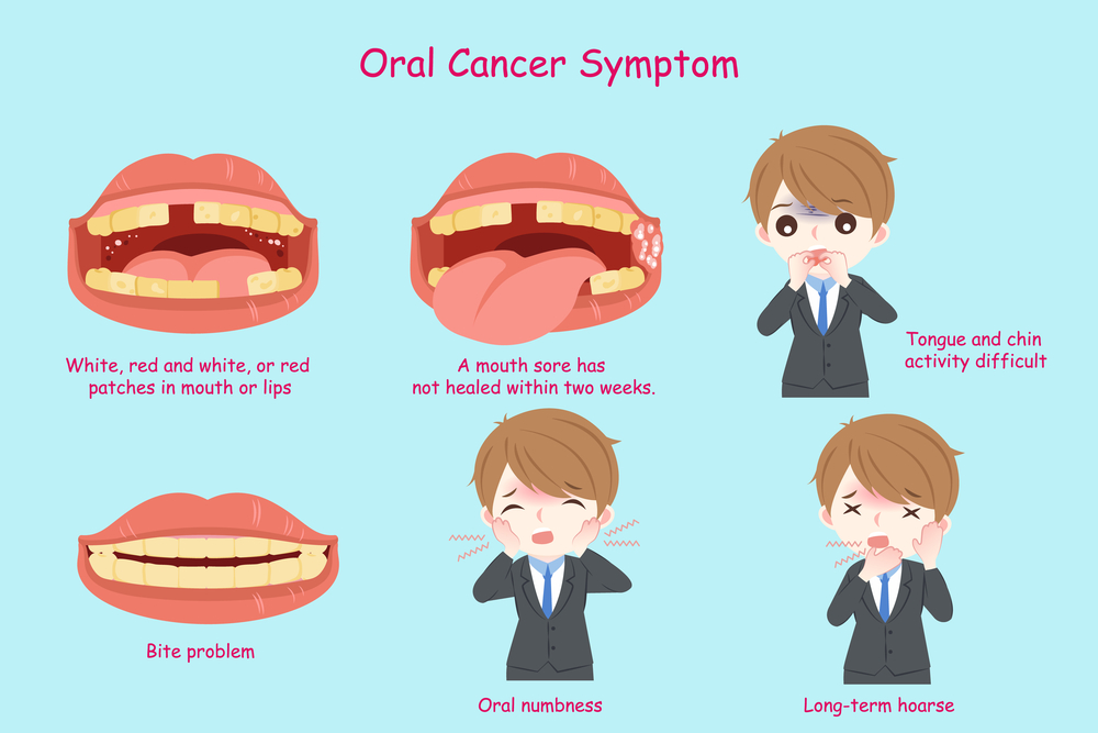 businessman with oral cancer on the blue background